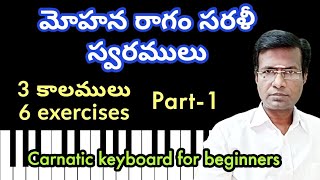 mohana raga sarali swaram on keyboard | 6 exercises 3 speeds | carnatic keyboard lessons in Telugu