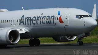 American Airlines B737MAX8 landing and takeoff from Antigua