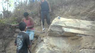 Cutting stone for the School foundation: Mahankhal, Nepal