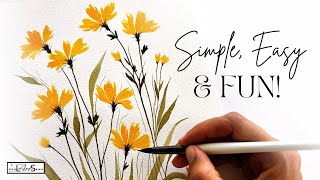 ATTENTION BEGINNERS!! 🤩 You HAVE to See This! EASY Beginner-Friendly Watercolor Wildflowers!