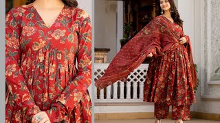 Viral Instagram Anarkli Suit(step by step) V Shape Anarkali/ Aliya Dress making tutorial