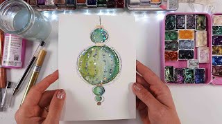 🎄 ELEGANT Ornament Painting = WATEROLOR + ✨ Glitter ✨ Christmas Card Tutorial for Beginners