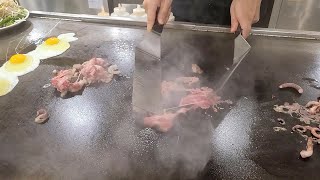 Teppanyaki Master, 🥩Grilled beef and Octopus yakisoba skill - Japanese food