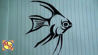 cara menggambar tribal ikan manfish