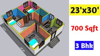 700 Sqft का कम बजट में एक छोटा घर || 23x30 House design || 23x30 House Plan