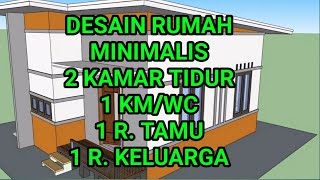 DESAIN RUMAH MINIMALIS 7X8 Meter || 2 Kamar tidur, 1 kamar mandi, 1 R. Keluarga, 1 R. Tamu