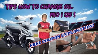 HOW TO CHANGE ENGINE & GEAR OIL YAMAHA MIO i 125/PMS|+PLUS FREE SERVICE COUPON EXPLANATION! (VLOG16)