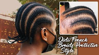 Didi (inward cornrows) Nigerian protective Hairstyle/French braids l kaussy