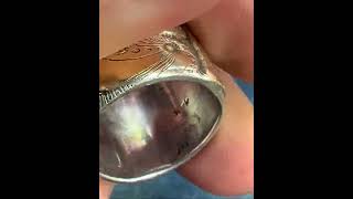 14k Gold RUNES on Silver Wide Artisan Cigar Band Ring. 3/5" + 17g *Video*