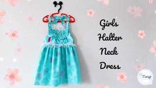 Girls Halter Neck Dress | 1 dress 2 styles| step-by-step tutorial | 挂脖公主裙