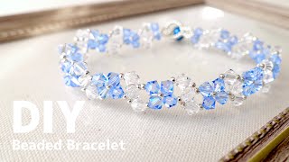 DIY💎How to make easy Bicone Bracelet| beaded bracelet | ソロバンビーズのテグス編みブレスレット 作り方.+°簡単ビーズアクセサリー|大人