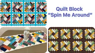 "Spin Me Around." Quilted Table Runner Tutorial. Upcycling of Fabric Scraps.