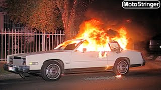 Watch As A Cadillac Goes Up In Flames!