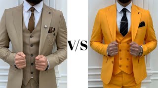 Men's Suit Of Light Grey Colour V/S Men's Suit Of Dark Yellow Colour || Outfit Of Men's Suit