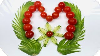 Salad decoration ideas | Cucumber and tomato salad | Fruit and vegetable carving