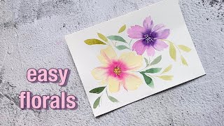 Two Easy ways To Paint Flowers For Beginners | Easy Watercolor Florals