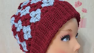 crochet hat with two color