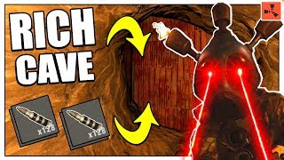 Rust RICH CAVE RAID - Counter Raiding + RAREST ITEM? - Clatter Helmet - (Rust Raids PvP)