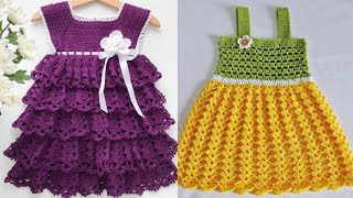 Stunning and stylist Hand-knitted fancy kids baby girls frocks design