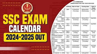 SSC EXAM CALENDAR NOTIFICATION OUT 2024-25 ||SSC CGL || SSC CHSL || SSC MTS || SSC CPO || STENO