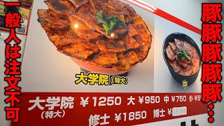 【デカ盛り】何枚の豚肉が乗っているのか…？ 米まで到達する前に満腹になる爆盛豚丼店！！【豚大学】