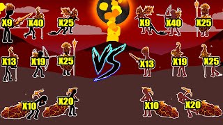 BLACK VS RED (x5 VS 5x) MINION, MAGIKILL, GIANT, SWORDWRATH, SPEARTON || STICK WAR LEGACY