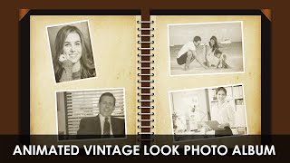 Animated Book Style Vintage Look Photo album Template in PowerPoint