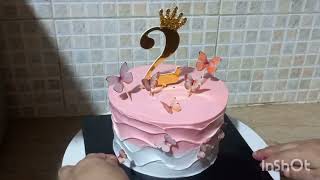 how to make butterfly wave theme 2nd birthday cake design/girl birthday cake design decorating ideas