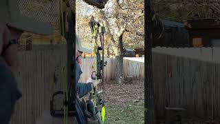 Slow mo shot while sighting the bow #shorts #archery #bowhunting #huntinggear