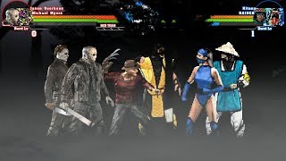 Jason Voorhees - Michael Myers - Freddy Krueger vs Kitana - Raiden - Scorpion 3v3 MUGEN Battle!!!