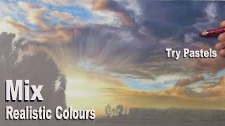 Pastel Painting Tutorial ~ Landscape Painting with Pastels, Easy Way.  Sunrise Clouds and sky