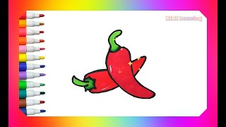 How To Draw Chili 🌶 Step By Step🎨 Drawing And Coloring Chili 🌶 💖 Drawings For Kids