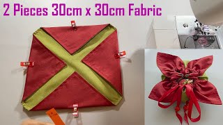 So Easy 🌹Scrap Fabric Sewing #3 | How to make a DIY Drawstring pouch Bag | Beginner Sewing Project