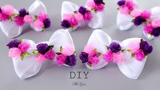 🎀 БАНТИКИ С РОЗОЧКАМИ 🎀 DIY Ribbon Bows 🎀