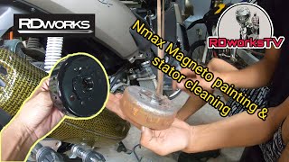 YAMAHA NMAX 155 | FRONT SUSPENSION REPAIR | MAGNETO PAINTING & STATOR CLEANING