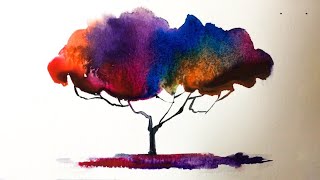 painting of a single tree with watercolor