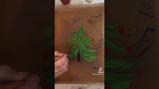 Try this easy Christmas Tree paper marbling technique