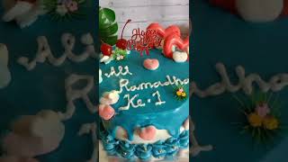 cake ultah warna biru