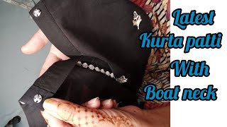 latest kurta Patti with boat neck cutting and stitching//kurta Patti neck with lace