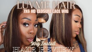 Brown blonde blunt cut 7x6 MAX PARTING lace wig DETAILED REVIEW featuring @LuvmeHairOfficial