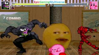 Venom And Carnage VS Kirby And The Annoying Orange In A MUGEN Match / Battle / Fight