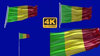 Mali flag green screen 4k