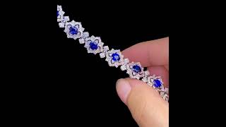 Luxury 7ct Natural Sapphire Bracelet with Diamonds, Visit Our Website for More Fine/High Jewelry