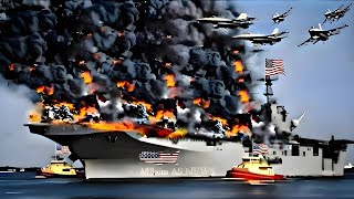 Today, the largest US aircraft carrier carrying Leopard tanks was blown up by Iran and Houthis in t