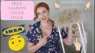 IKEA MARIUS STOOL HACK | EASY IKEA HACK | DIY CHIC FUR CUSHION STOOL | SIRENA GRACE CELES