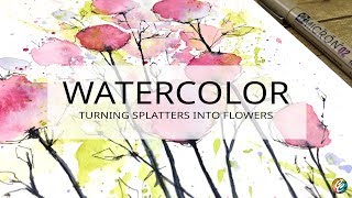 watercolor for beginners: splatters + doodles = easy florals