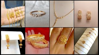 Gold Jewellary All Latest Designs || Gold Bracelets Bangles Rings Set Designs