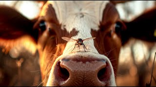 Tranquil Grazing Cows on Spanish Hillside | Nature Sounds of Wind and Cows by the Lake