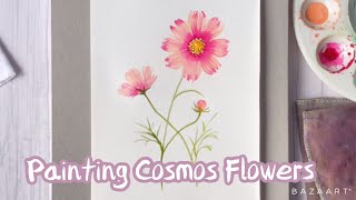 Watercolor Cosmos Flowers