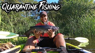 KAYAK FISHING w/ NO CAR?! (Quarantine Fishing)